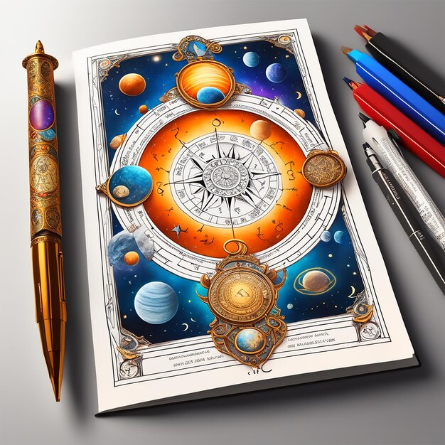 Photo an astrology themed bookmark with zodiac signs and celestial illustrations cosmic reading clos