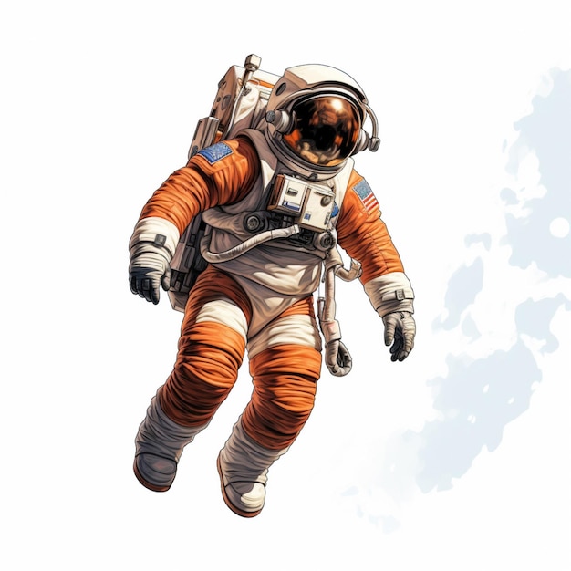 Astronaut 2d cartoon illustraton op witte achtergrond hoog