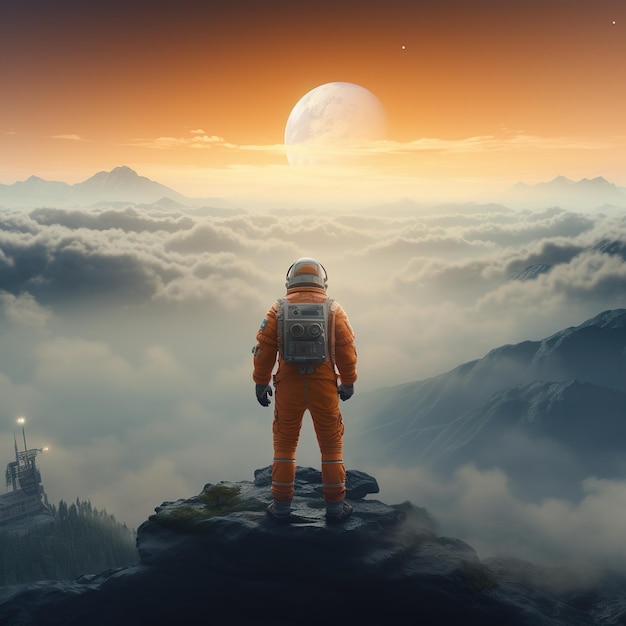 Фото Астронавт 5k реалистичная научно-фантастическая картина элементы изображения предоставлены наса