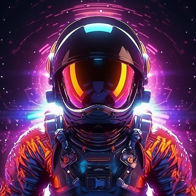 Astronaut on abstract bright background