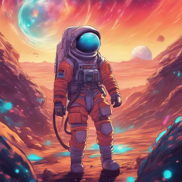 Astronaut On Alien Planet In Far Galaxy Space wallpaper