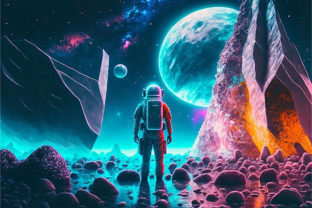 Astronaut on alien planet Generative AI