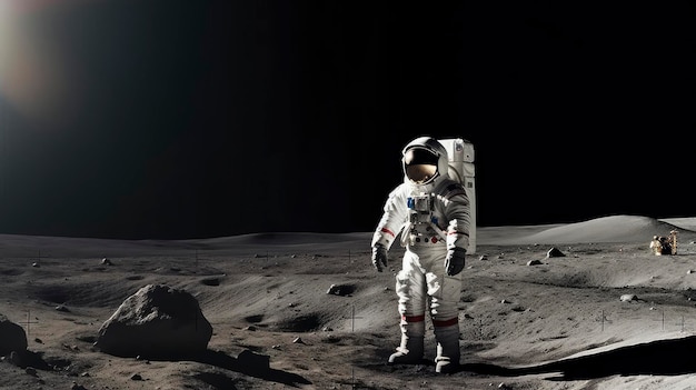 Astronaut amazed on the lunar surface