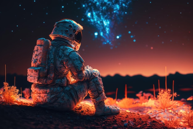 Astronaut on another planet generated ai