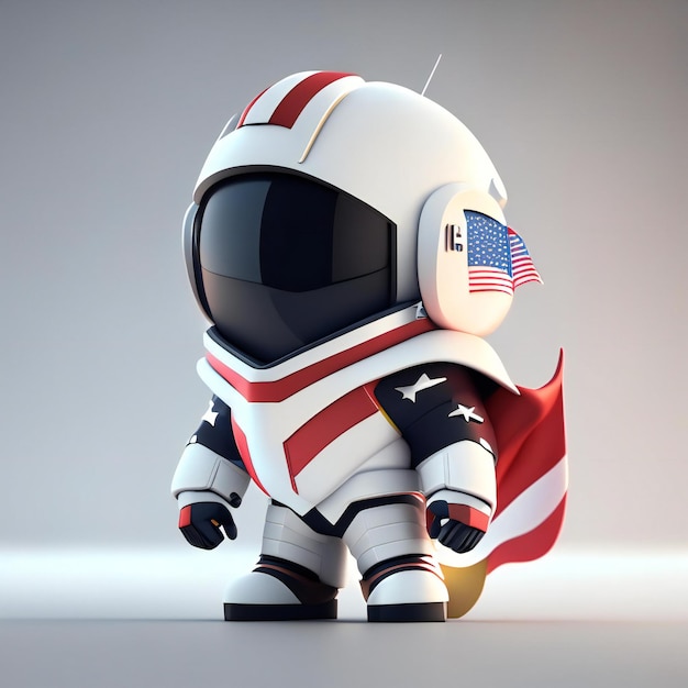 an astronaut in an astronaut suit with a flag on his helmet.