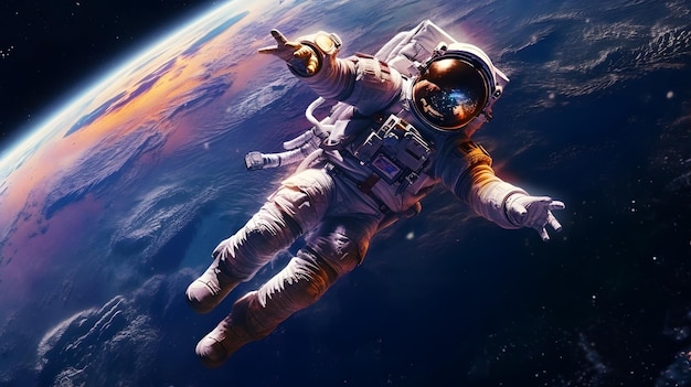 Astronaut on the background of the earth