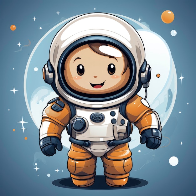 Astronaut Bring MoonIcon Cartoon Illustratie voor afdrukken