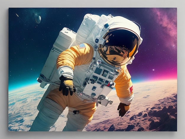 Astronaut in bunter Welt