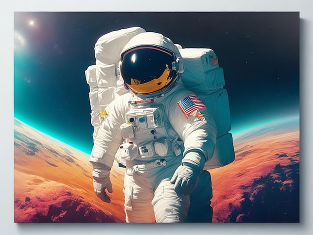 Astronaut in bunter Welt