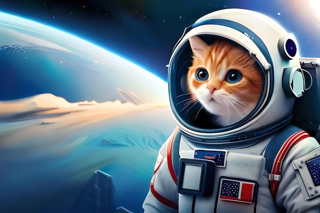 Astronaut Cat in een ruimtepak