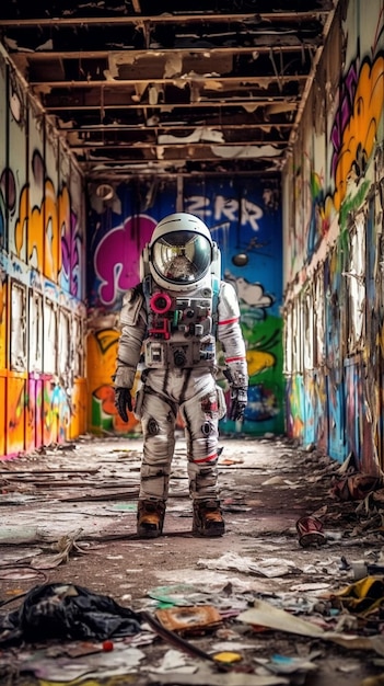 An astronaut in color room