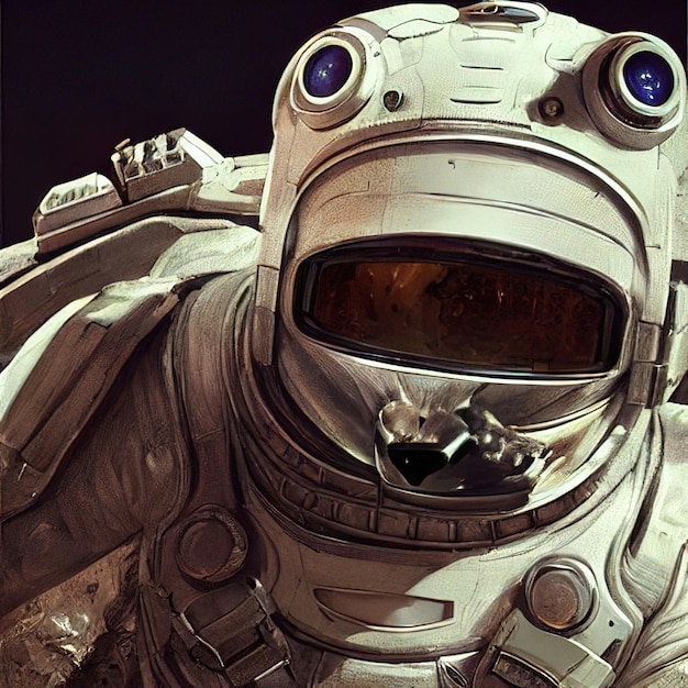 Astronaut or cosmonaut in space closeup