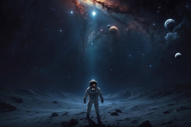 Astronaut in deep space