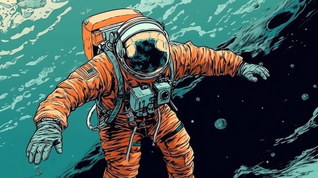 Astronaut die de ruimte verkent Fantasieconcept Illustratie schilderij