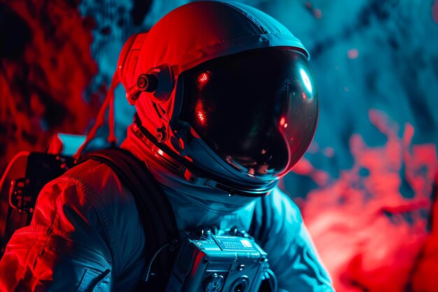 Foto astronaut die de schoonheid van de ruimte vasthoudt