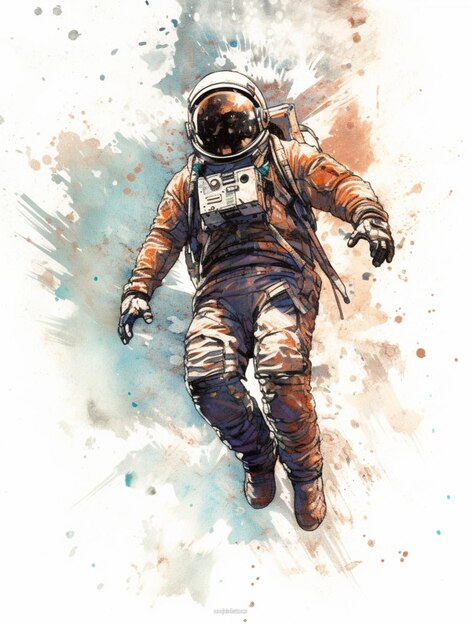 astronaut digital illustration vector