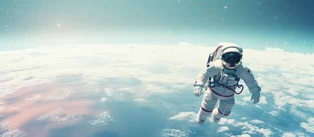 astronaut discovers isolated pastel background Copy space