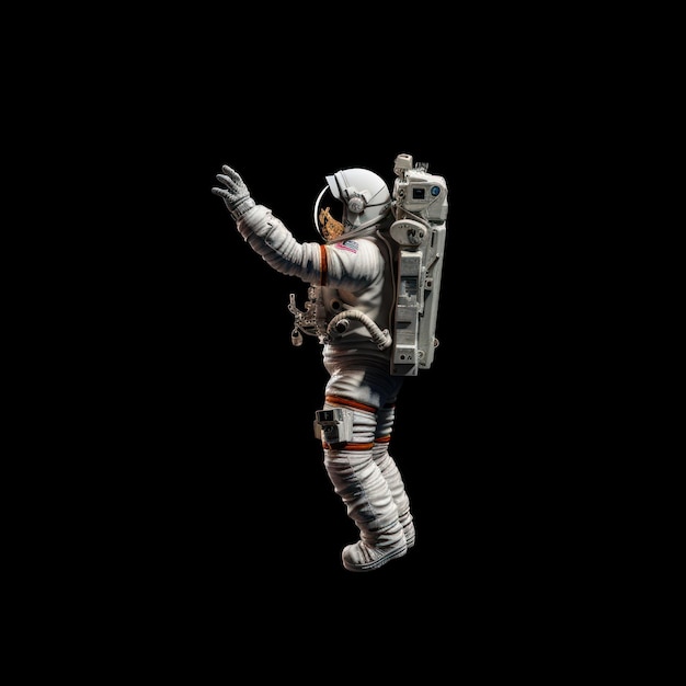 Astronaut drijft tegen een zwarte achtergrond