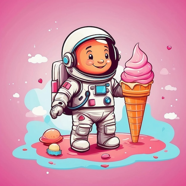 Foto astronaut drijvend met ijs cartoon vector icon illustratie wetenschap food icon concept geïsoleerde premium vector