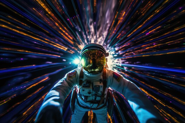Photo astronaut exploring deep space