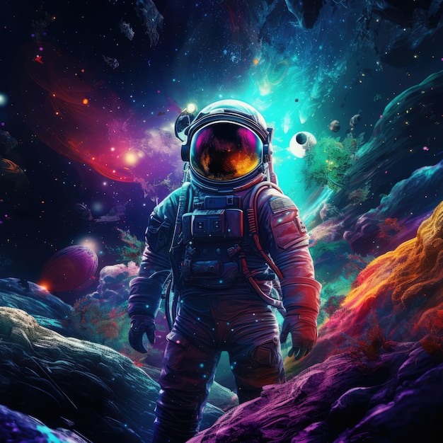 Astronaut exploring deep space