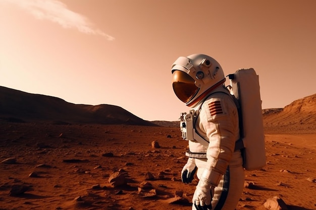 Astronaut exploring Mars