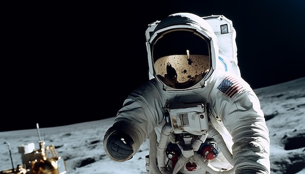 Photo astronaut exploring space wearing space suit looking at camera generated by ai