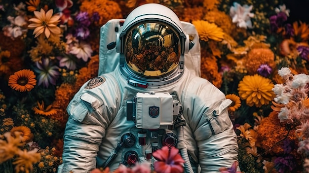 Astronaut on field flower aesthetic generative ai