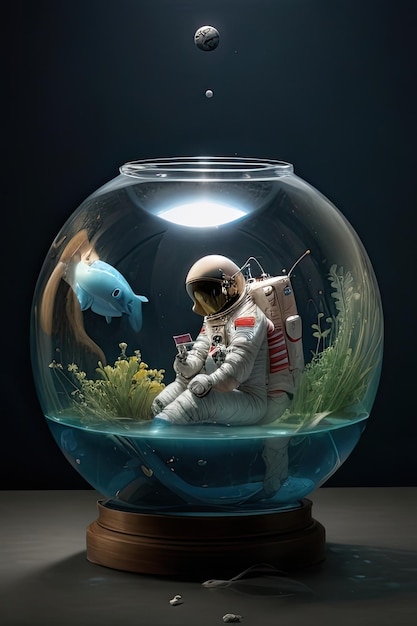 Astronaut in a fish bowl