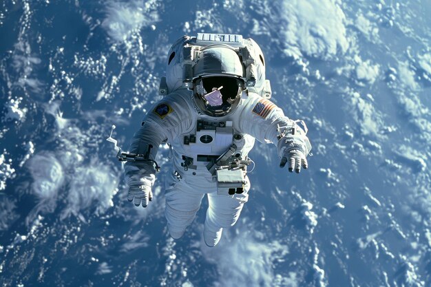 Photo an astronaut floating in the expanse of space ai generated