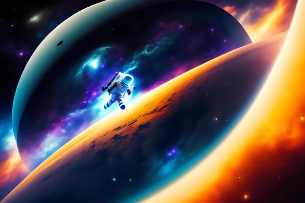 Astronaut floating in outer space