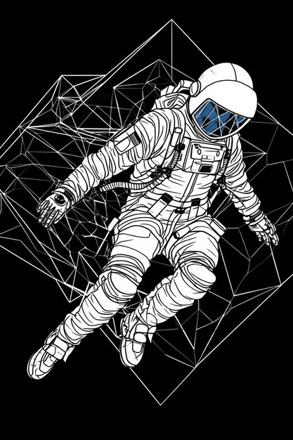 An astronaut floating in space on black background generative AI