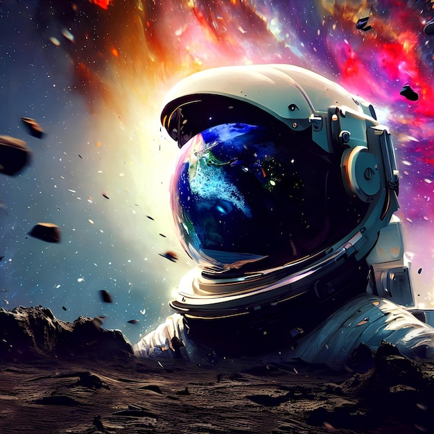 Astronaut floating in space concept art