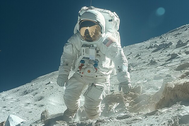 Photo astronaut floating in space with earth in the background