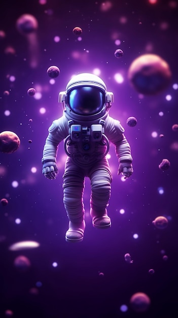 An astronaut floating in space with planets in the background generative ai