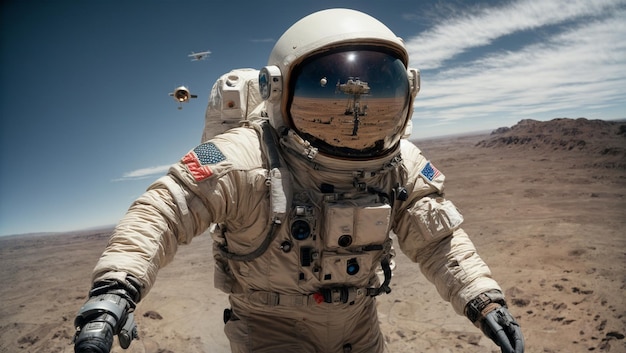 Foto un astronauta che galleggia nello spazio