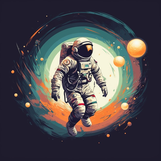 Astronaut floating through space