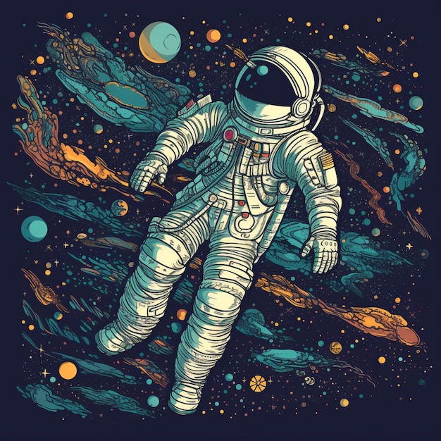 astronaut floating in the vast void of space