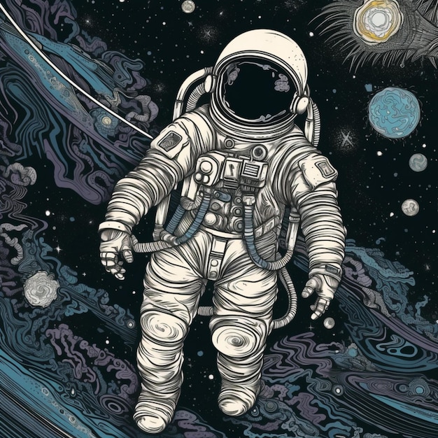 astronaut floating in the vast void of space