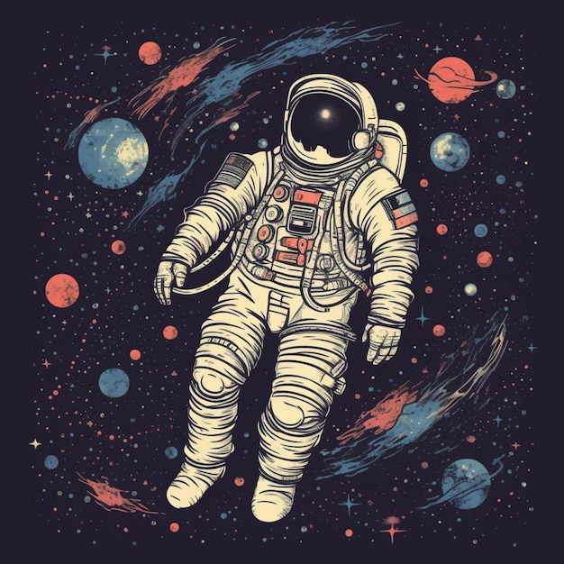 astronaut floating in the vast void of space