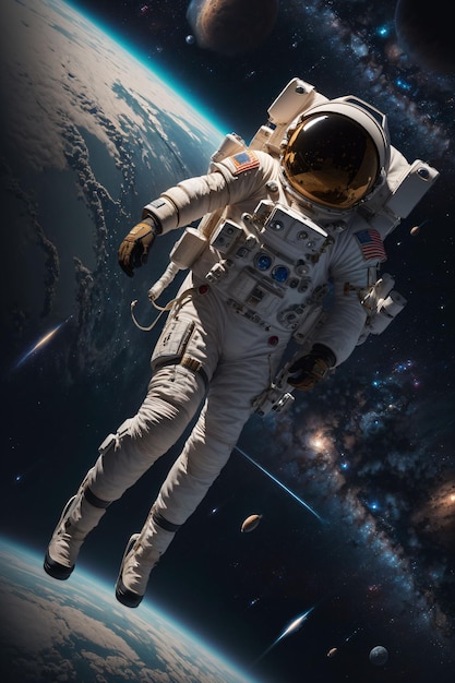 astronaut flying in space