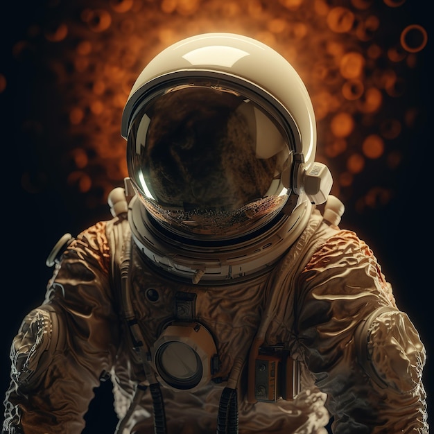 Astronaut in front of a dark background