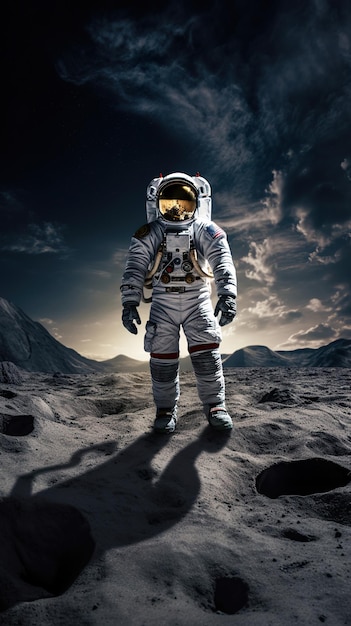 astronaut in front of a planet standing in a surface Generative Ai