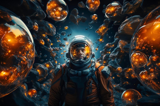 Astronaut on a futuristic background