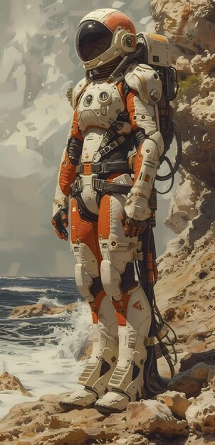Photo astronaut girl girl in an astronaut costume