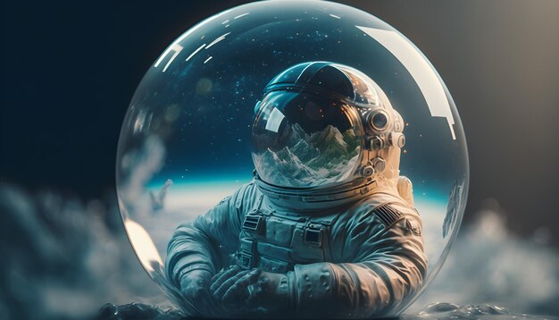 An astronaut in a glass dome