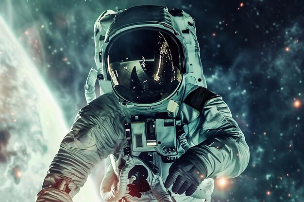 Photo an astronaut goes into outer space