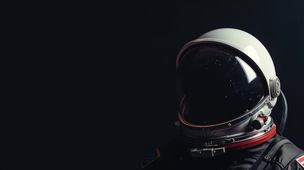 Astronaut helm met reflectie op zwarte achtergrond