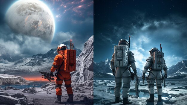 Astronaut heroes HD 8K wallpaper Stock Photographic Image