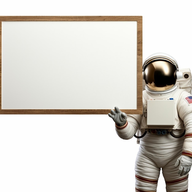 Фото Астронавт с пустым листом бумаги на белом фоне
